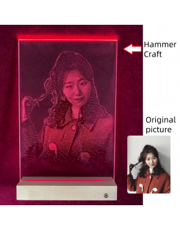 Intangible Cultural Hammer Painting Glass Painting Glass Portrait Customized Real Person Photo Birthday Gift Valentine's Day Premium Gift