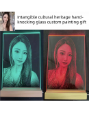 Intangible Cultural Hammer Painting Glass Painting Glass Portrait Customized Real Person Photo Birthday Gift Valentine's Day Premium Gift