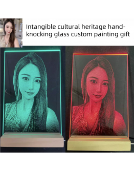 Intangible Cultural Hammer Painting Glass Painting Glass Portrait Customized Real Person Photo Birthday Gift Valentine's Day Premium Gift