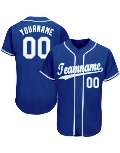 Custom Royal White-Light Blue Baseball Jersey