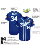 Custom Royal White-Light Blue Baseball Jersey