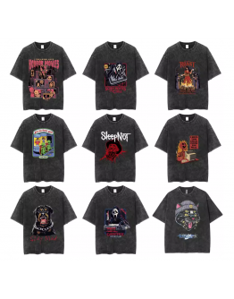 Hip-hop style loose-fitting retro Short T-shirt customization